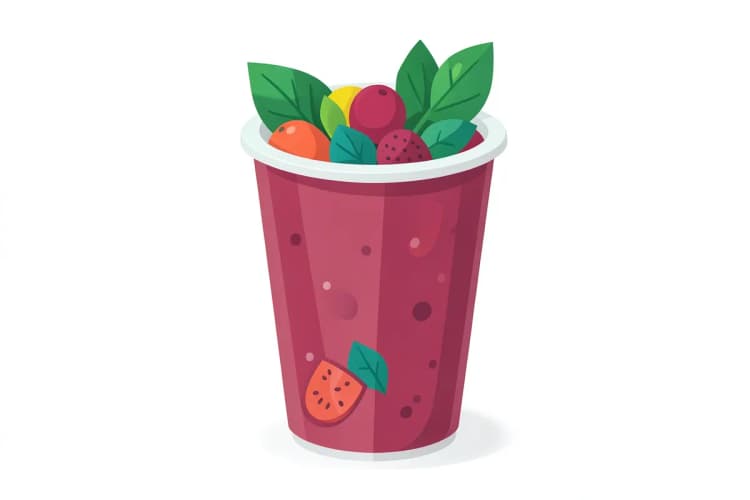 Um close-up de um shake de proteína com frutas e espinafre.