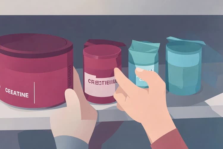 Uma pessoa escolhendo entre diferentes suplementos de creatina