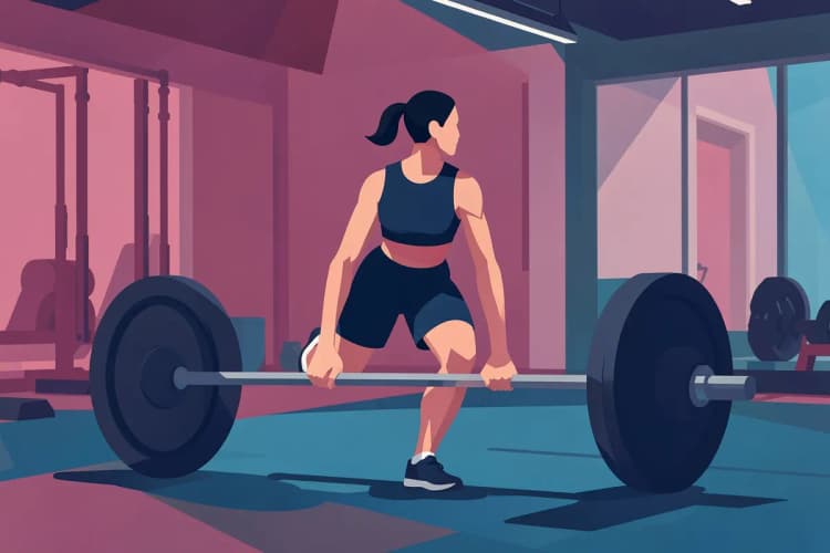 mulher fazendo exercícios de levantamento de peso em uma academia com suplemento de creatina por perto