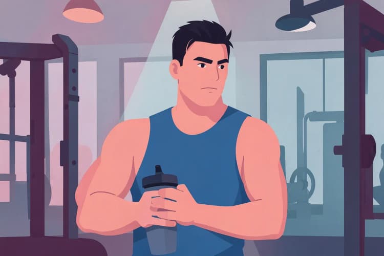 Atleta tomando creatina antes de una sesión de levantamiento de pesas.