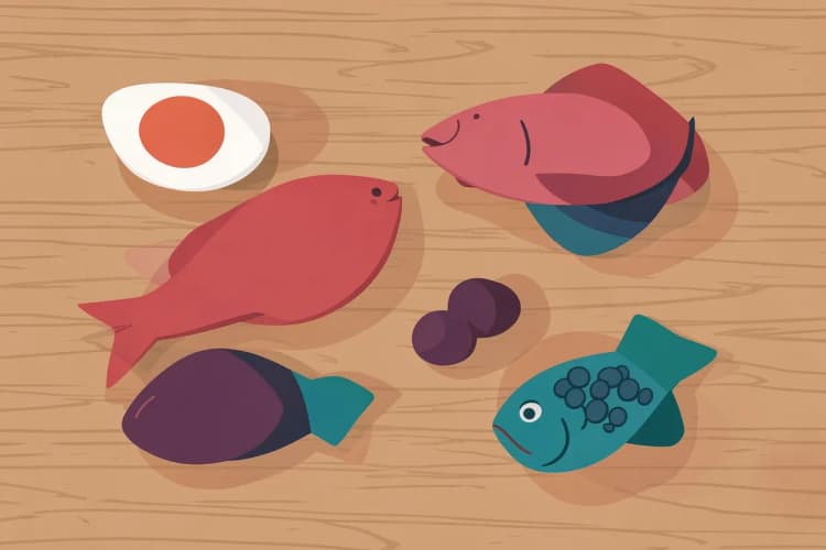 Variedade de alimentos ricos em proteínas como ovos, frango, peixe e leguminosas